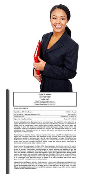 woman with a federal resume
