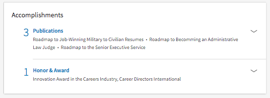 LinkedIn Accomplishments Profile Section