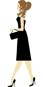 Lady with black dress & purse