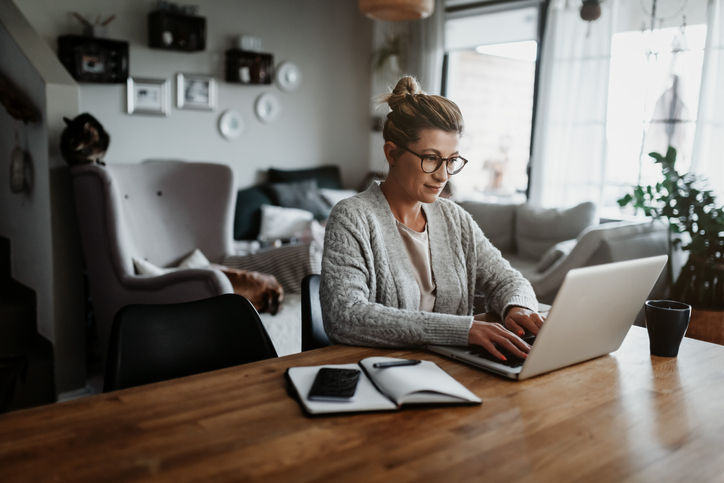 mature woman working from home